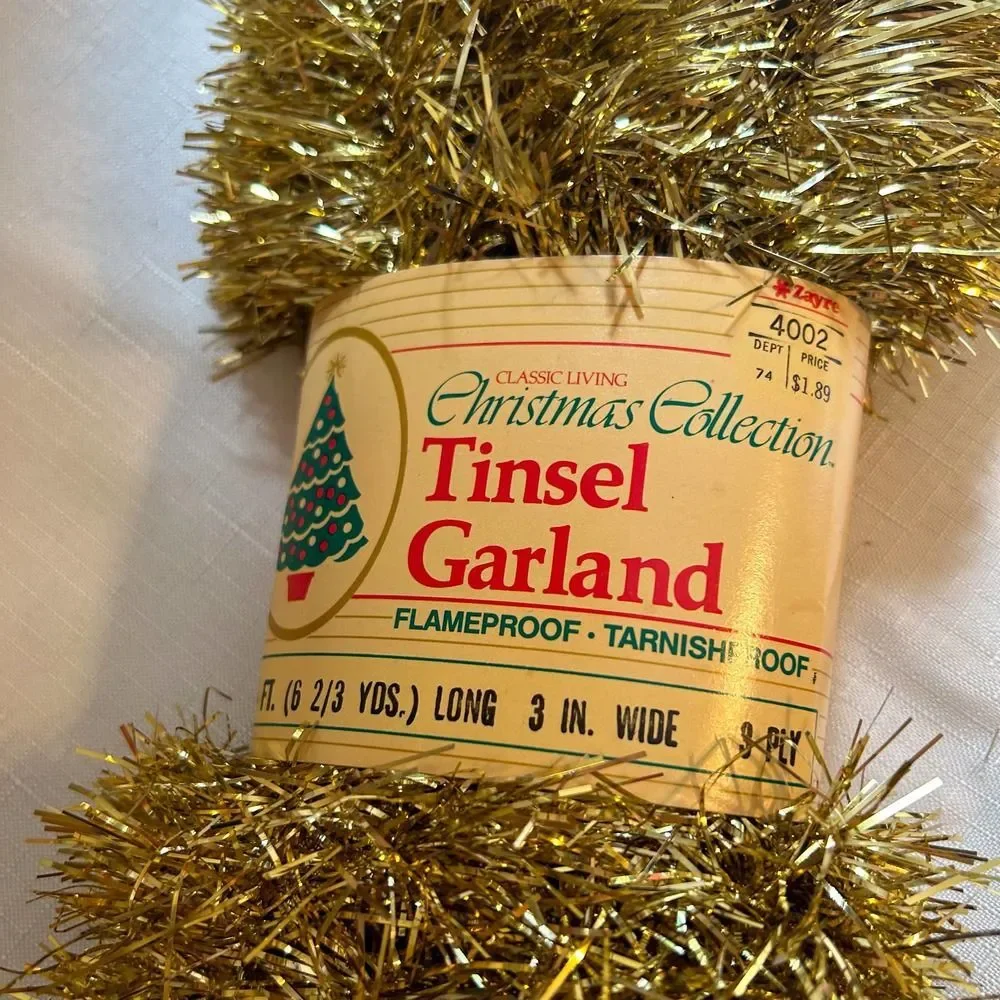 Vintage Zayre Gold Tinsel Garland 20 Ft Classic Living Christmas Decor